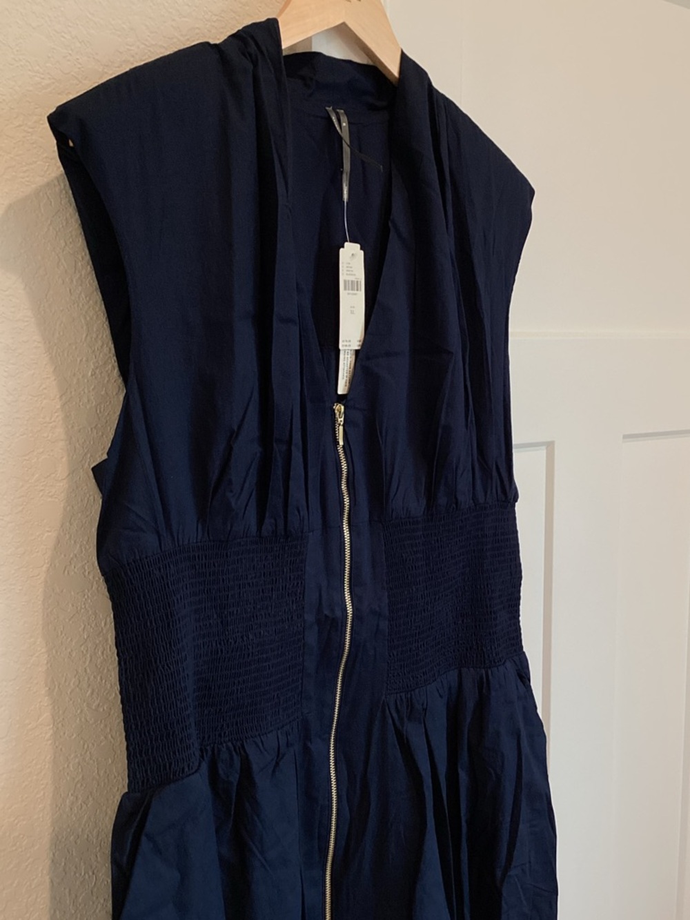 Anthropologie Tommie Zip-Front V-Neck Midi Dress NWT Navy Storm XL - Picture 8 of 14